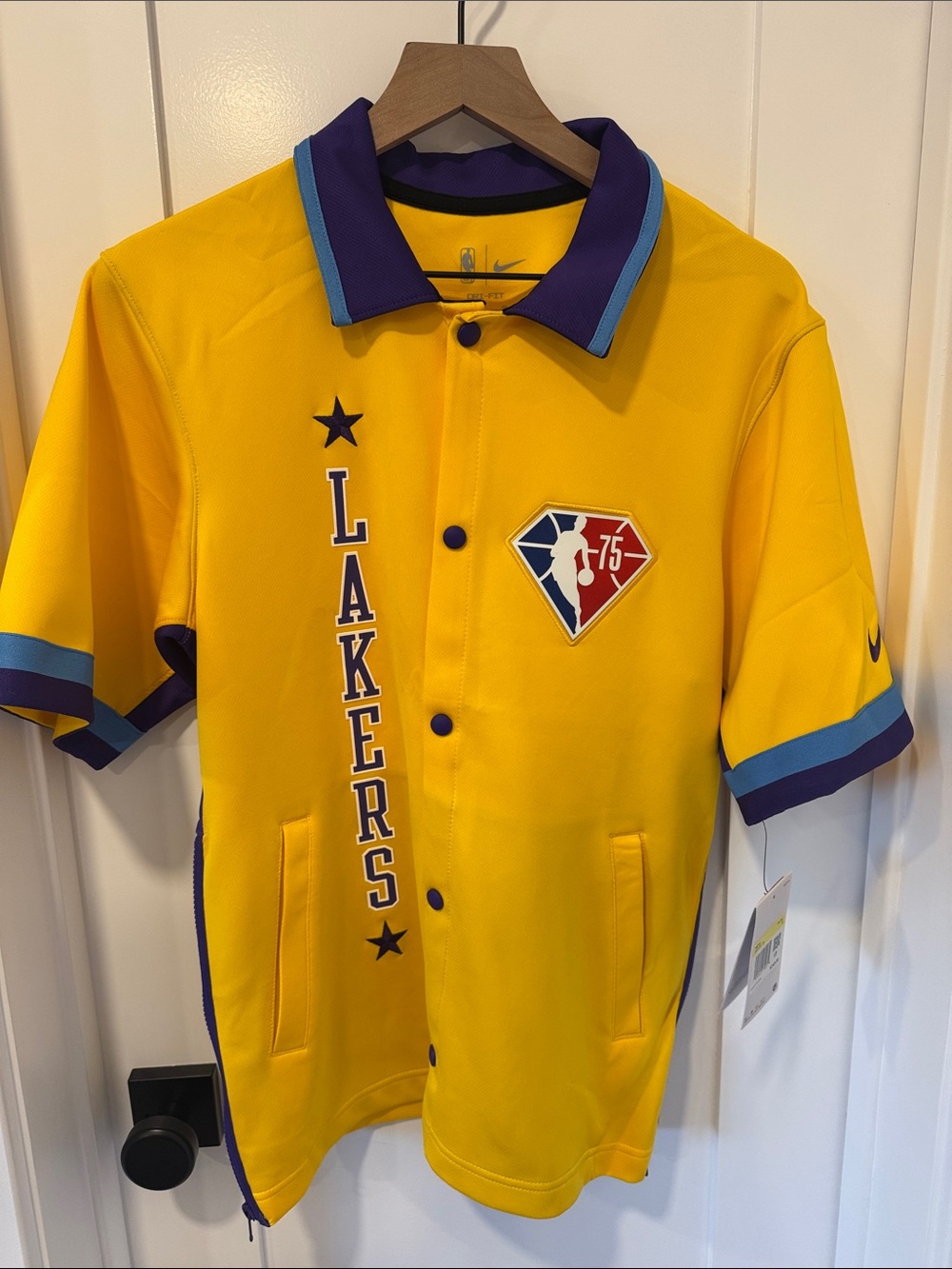 Authentic Nike Yellow and Purple Basketball Jersey